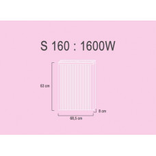 S160 1,6 kw  RAL9010  63/69/8 cm  +  thermostat 505 + 411S pieds-roulettes