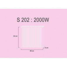 S202 2,0 kw  RAL9010  63/99/8 cm + thermostat/thermostaat 520 Delta dore