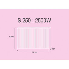 S250 2,5 kw  RAL9010  63/133/8 cm + thermostat/thermostaat 520 Delta dore