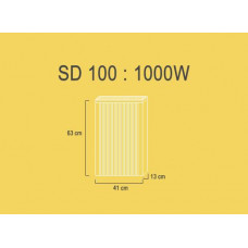 SD100  1,0 kw  RAL9010 63/41/13 cm + thermostat 505 + 411SD pieds-roulettes