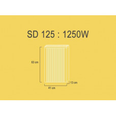 SD125  1,25 kw  RAL9010 63/41/13 cm  + thermostat/thermostaat 520 Delta dore