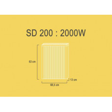 SD200  2,0 kw  RAL9010 63/69/13 cm + thermostat/thermostaat 520 Delta dore