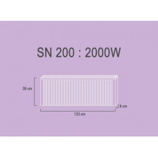 SN200  2,0 kw  RAL9010 38/133/8 cm  + thermostat/thermostaat 520