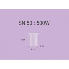 SN50   0,5 kw  RAL9010 38/41/8 cm  + thermostat/thermostaat 520